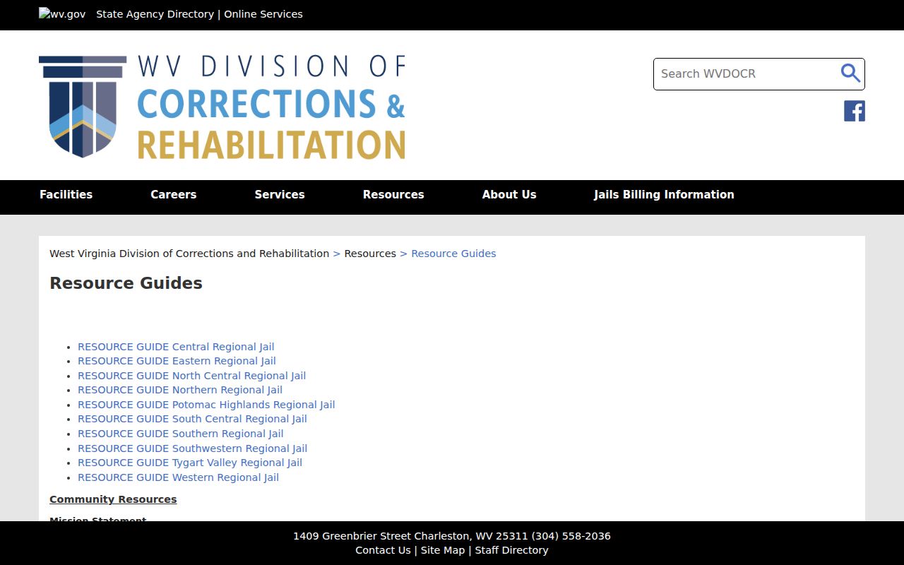 Pendleton County arrest history WVDCR facility resource guides