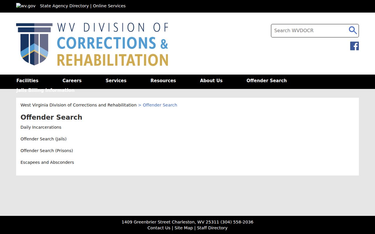 Pendleton County arrest history WVDCR jail and prison search