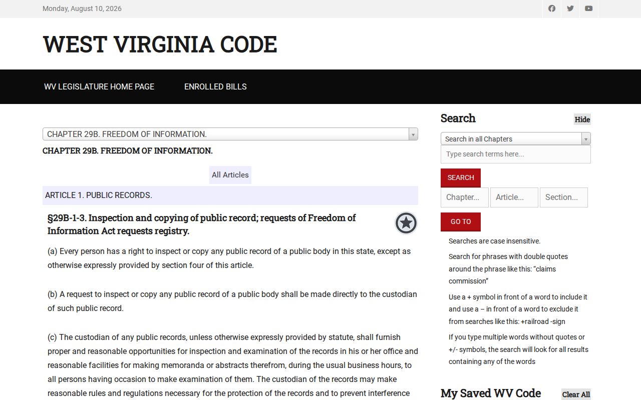 Pendleton County arrest history public record request law