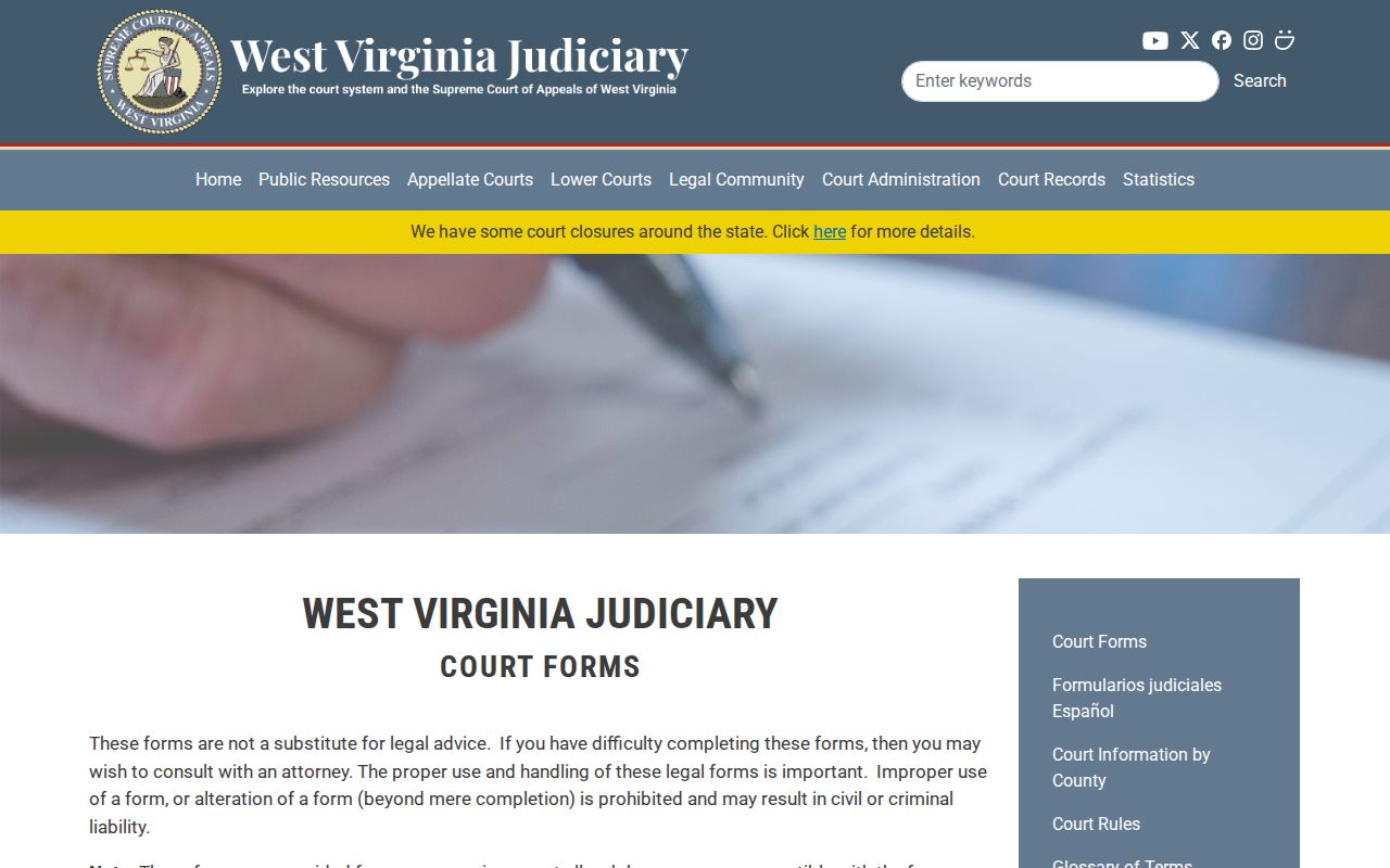Pendleton County criminal court case forms catalog