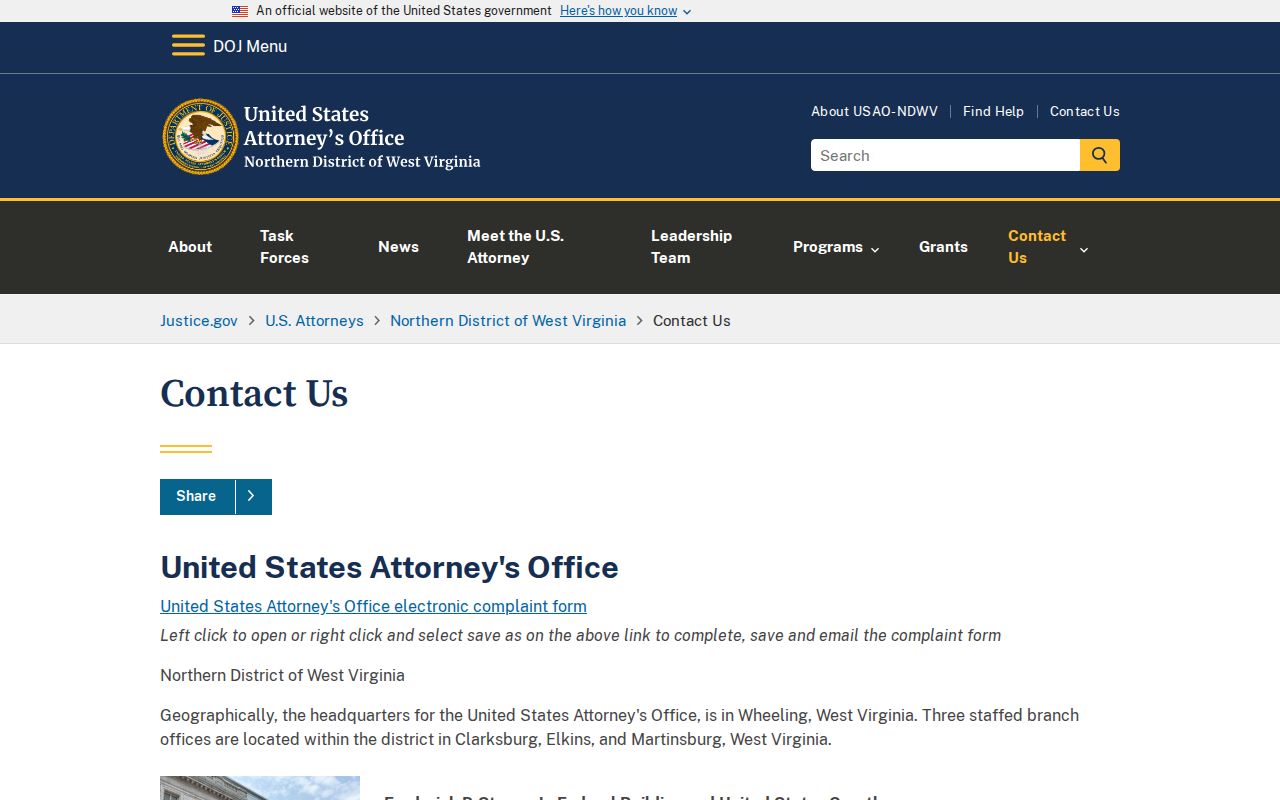 Franklin criminal records Elkins and Northern District prosecutor contacts