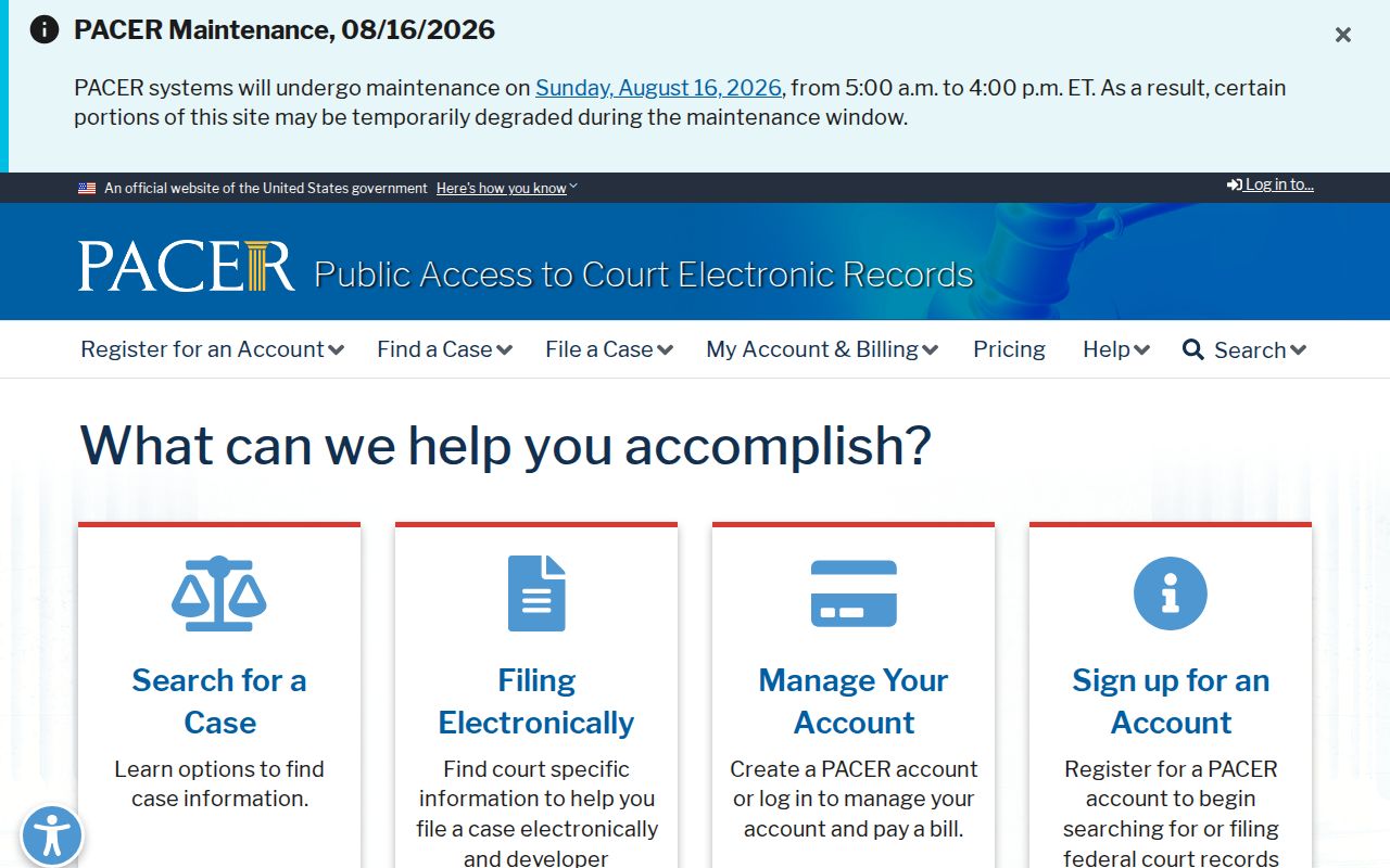 PACER federal case search for Franklin criminal history records
