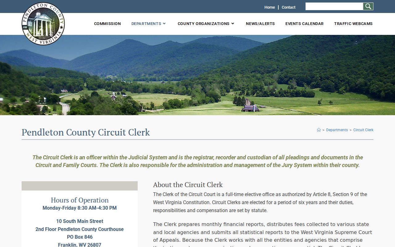 Pendleton County criminal history Circuit Clerk and courthouse information