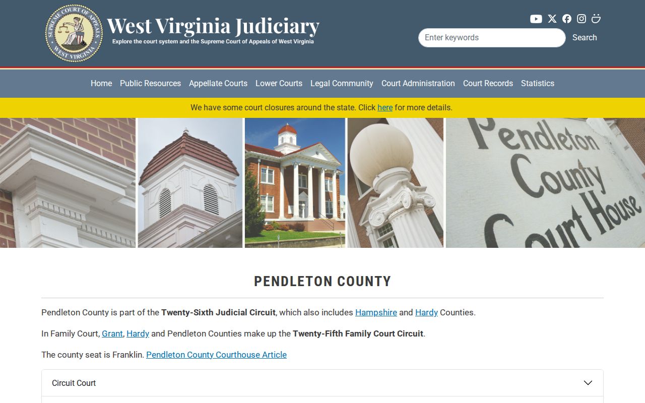 Pendleton County criminal history court and probation directory
